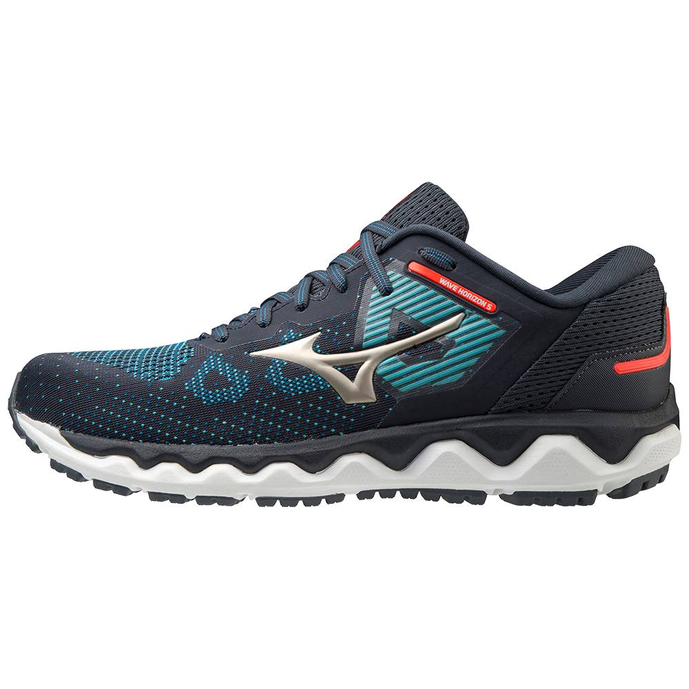 Sapatilhas Running Mizuno Wave Horizon 5 - Homem - Pretas/Azuis - YGODJ9613